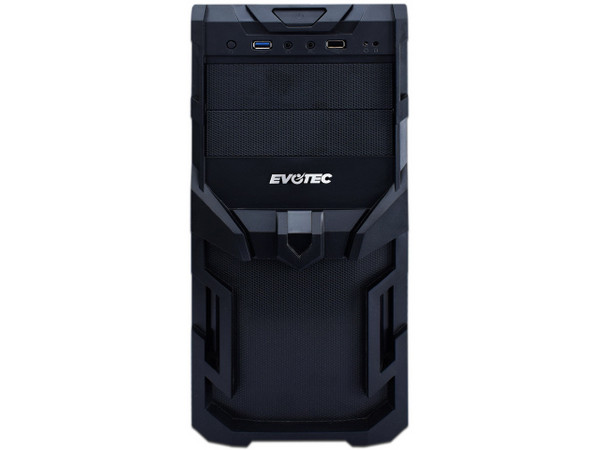 Gabinete Evotec EV-1005 Micro-ATX con fuente de 600W. Color Negro.