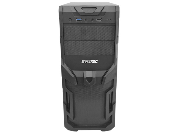 Gabinete Evotec EV-1005 Micro-ATX con fuente de 600W. Color Negro.