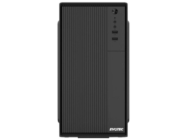 Gabinete Evotec EV-1028, Mid Tower, Micro ATX, Incluye Fuente de Poder de 500W. Color Negro.