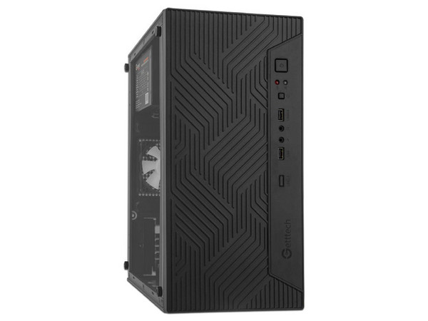 Gabinete GETTTECH VITRO S, Mini Tower, Micro-ATX, Incluye Ventilador RGB, Fuente de Poder de 550W. Color Negro.