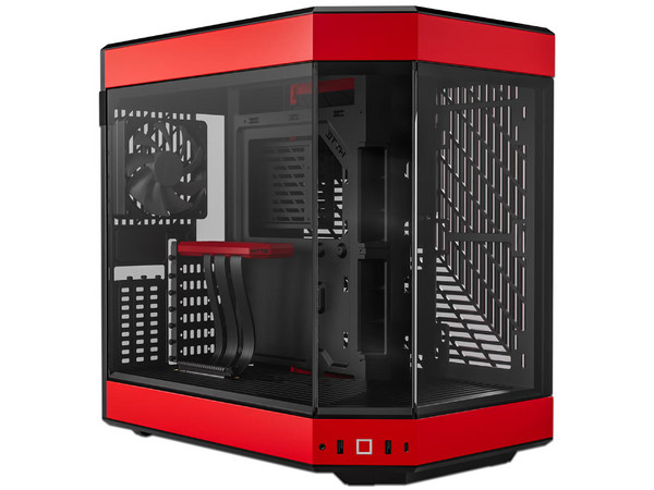 Gabinete HYTE Y60 Mid-Tower, ATX, 3 Ventiladores de 120mm, Incluye Cable PCIE 4.0, (Sin Fuente de Poder). Color Negro y Rojo.