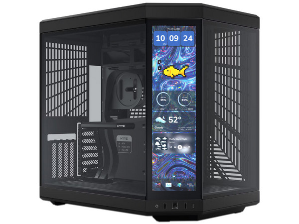 Gabinete HYTE Y70 Touch Infinite, Mid Tower, ATX, Pantalla Táctil LCD, No Incluye Fuente de Poder. Color Negro.