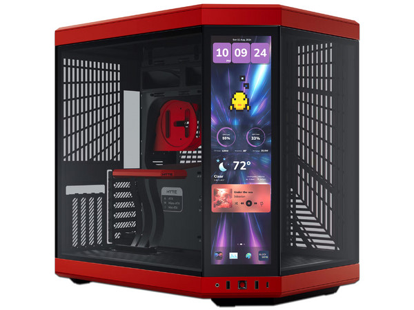 Gabinete HYTE Y70 Touch Infinite, Mid-Tower, ATX, (No Incluye Fuente de Poder), Pantalla Táctil LCD, Color Rojo.