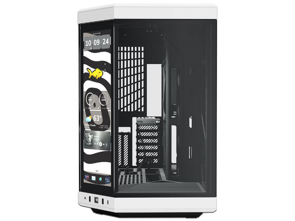 Gabinete HYTE Y70 TOUCH INFINITE, Mid Tower, ATX, Pantalla Táctil LCD, No Incluye Fuente de Poder. Color Blanco.
