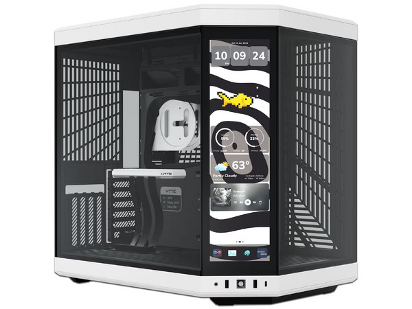 Gabinete HYTE Y70 TOUCH INFINITE, Mid Tower, ATX, Pantalla Táctil LCD, No Incluye Fuente de Poder. Color Blanco.
