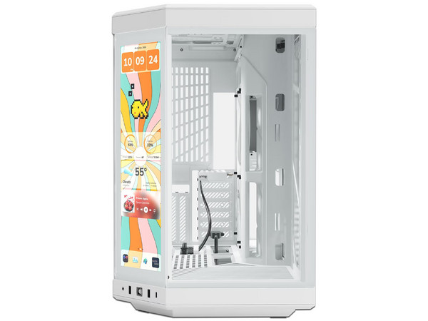 Gabinete HYTE Y70 Touch Infinite, Mid Tower, ATX, Pantalla Táctil LCD, No Incluye Fuente de Poder. Color Blanco.