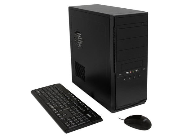 KIT KMEX de Gabinete (450W), Teclado y Mouse. Color Negro
