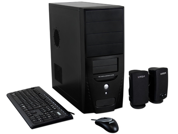 KIT KMEX de Gabinete (450W), Teclado, Mouse y Bocinas. Color Negro 