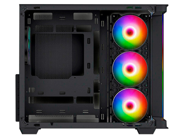 Gabinete MUNFROST Hirow, Mid Tower, ATX, Incluye 4 Ventiladores ARGB de 120mm, Panel de Cristal Templado, ARGB Sync, No Incluye Fuente de Poder. Color Negro.