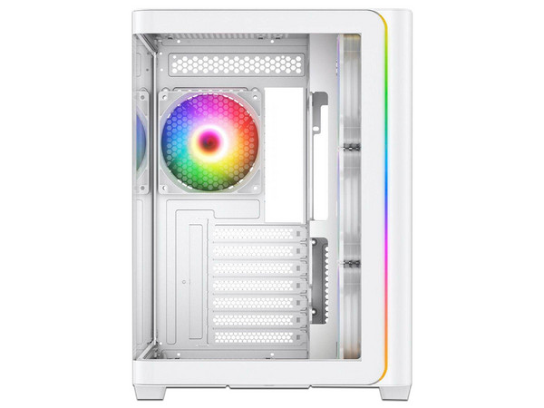 Gabinete MUNFROST Hirow, Mid Tower, ATX, Incluye 4 Ventiladores ARGB de 120mm, Panel de Cristal Templado, ARGB Sync, No Incluye Fuente de Poder. Color Blanco.