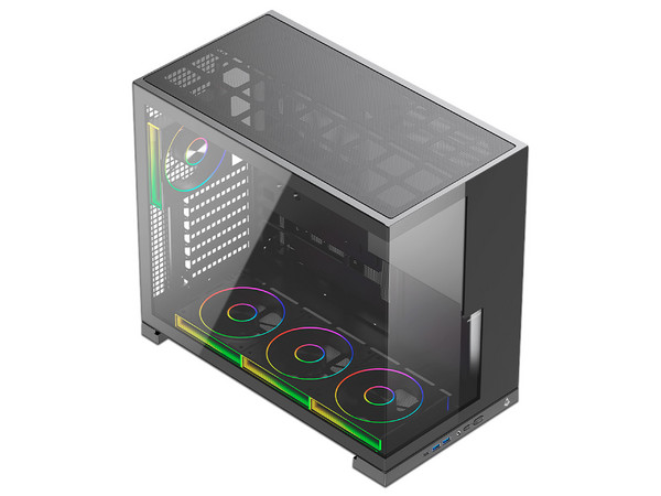 Gabinete MUNFROST Flow, Mid Tower, ATX, Incluye 4 Ventiladores ARGB de 120mm, Panel de Cristal Templado, No Incluye Fuente de Poder. Color Negro.