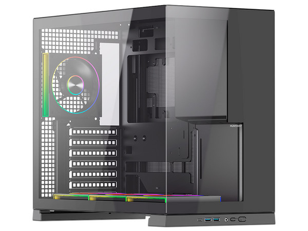 Gabinete MUNFROST Flow, Mid Tower, ATX, Incluye 4 Ventiladores ARGB de 120mm, Panel de Cristal Templado, No Incluye Fuente de Poder. Color Negro.
