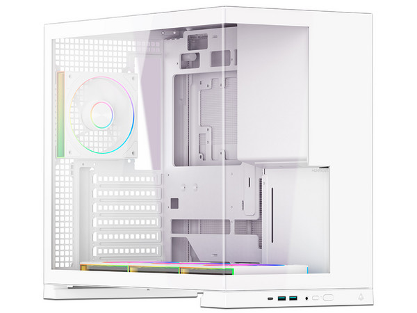 Gabinete MUNFROST Flow, Mid Tower, ATX, Incluye 4 Ventiladores ARGB de 120mm, Panel de Cristal Templado, No Incluye Fuente de Poder. Color Blanco.