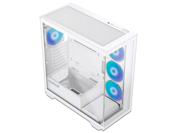 Gabinete MUNFROST POLARIS, Mid Tower, Micro-ATX, No Incluye Fuente de Poder. Color Blanco.
