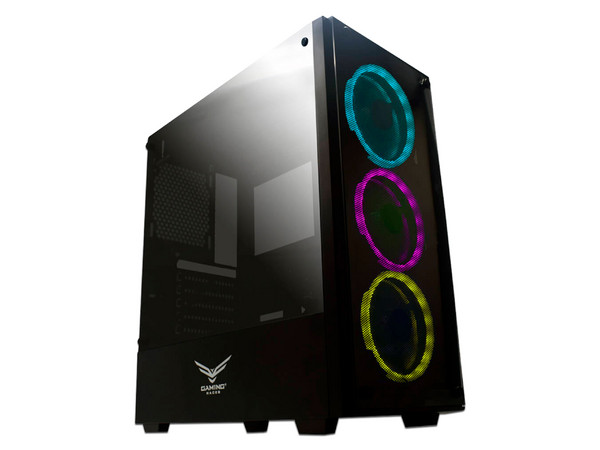Gabinete Gamer Naceb NA-0603 , Full ATX, RGB, (sin fuente de poder). Color Negro.