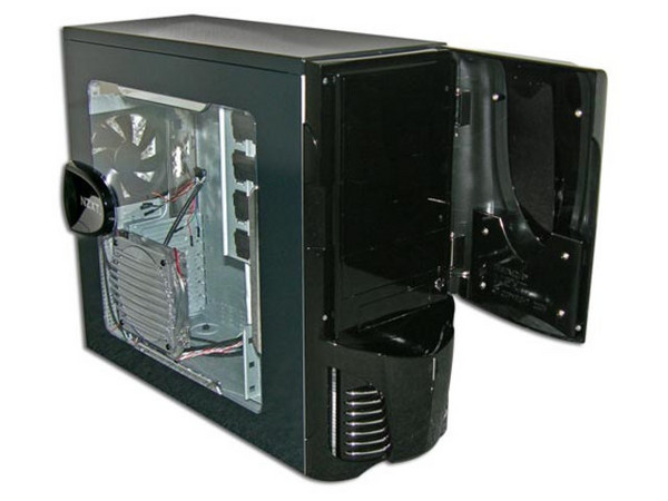 Gabinete NZXT APOLLO Alta Calidad, panel lateral transparente con luz y ventilación. (no incluye fuente de poder) Color Negro