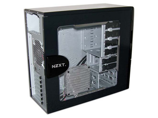 Gabinete NZXT APOLLO Alta Calidad, panel lateral transparente con luz y ventilación. (no incluye fuente de poder) Color Negro