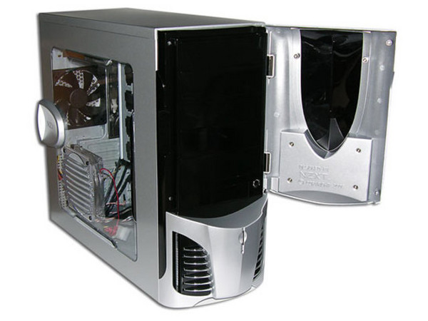 Gabinete NZXT APOLLO, panel lateral transparente con luz y ventilación. (no incluye fuente de poder). Color Plateado