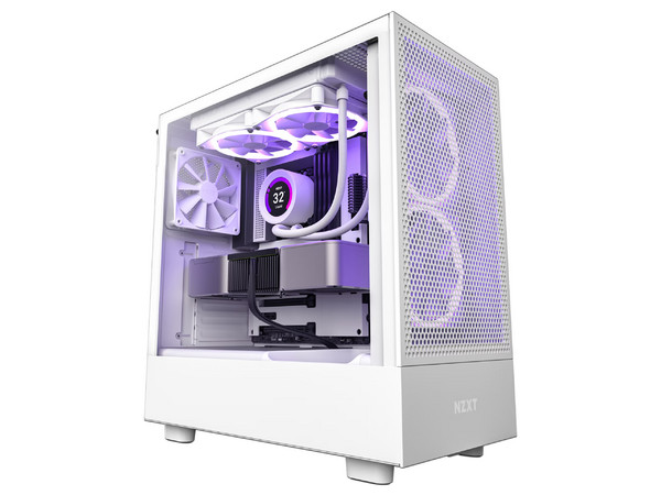 Gabinete Gamer NZXT H5 Flow, Mid-Tower, ATX (No incluye fuente de poder), Color Blanco.