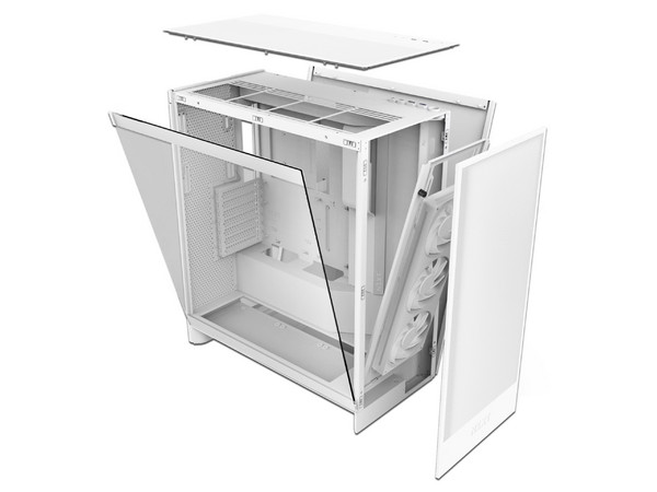 Gabinete Gamer NZXT H7 Flow RGB, Mid-Tower, ATX (Sin fuente de poder). Color Blanco.