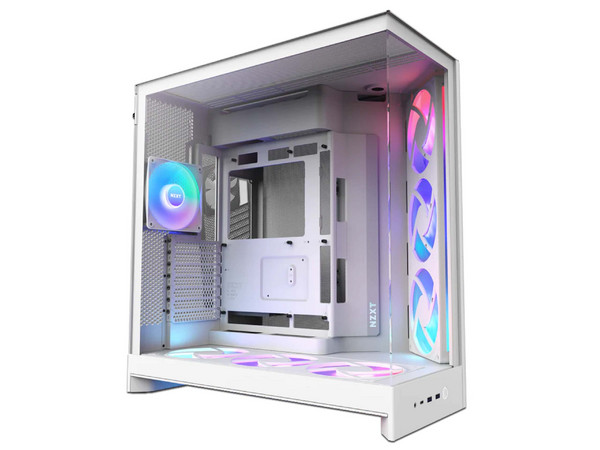 Gabinete NZXT H9 FLOW RGB+, Mid Tower, ATX, No Incluye Fuente de Poder. Color Blanco.
