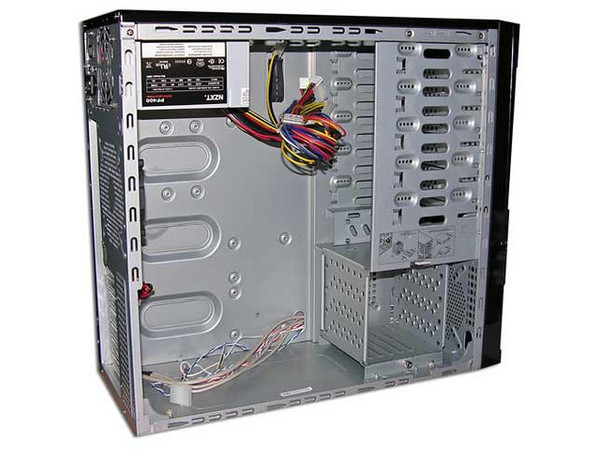 Gabinete NZXT TRINITY, panel lateral transparente con luz y ventilación. Fuente 400W, 20/24 pines, ATX, Color Negro
