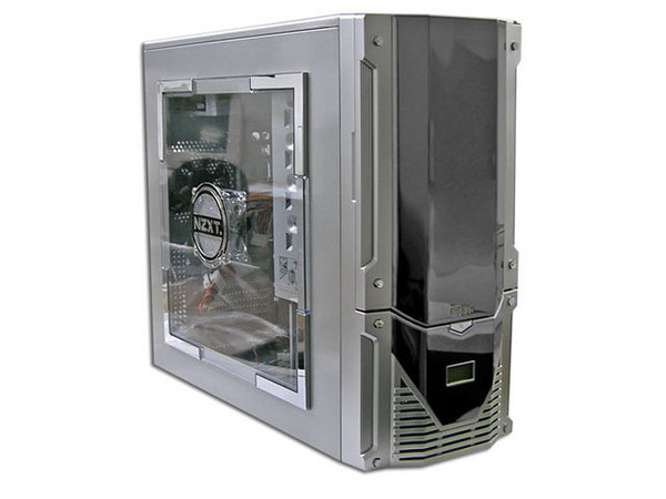 Gabinete NZXT TRINITY, panel lateral transparente con luz y ventilación. Fuente 400W, 20/24 pines, ATX, Color Plateado