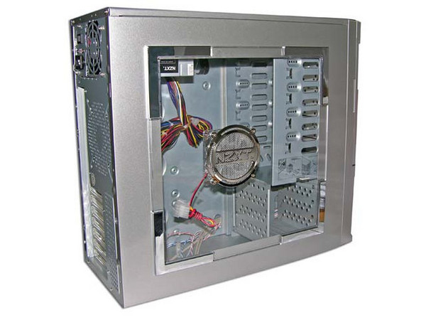 Gabinete NZXT TRINITY, panel lateral transparente con luz y ventilación. Fuente 400W, 20/24 pines, ATX, Color Plateado