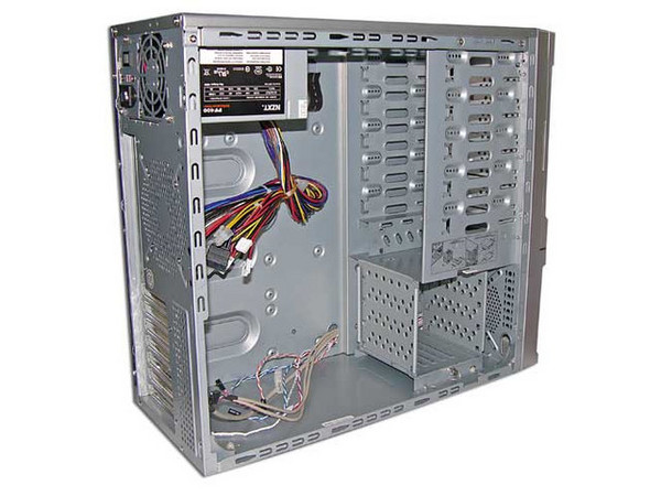 Gabinete NZXT TRINITY, panel lateral transparente con luz y ventilación. Fuente 400W, 20/24 pines, ATX, Color Plateado
