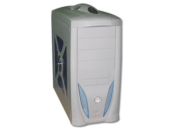 Gabinete CVA, ATX con fuente de 350W, panel lateral transparente con ventilación.