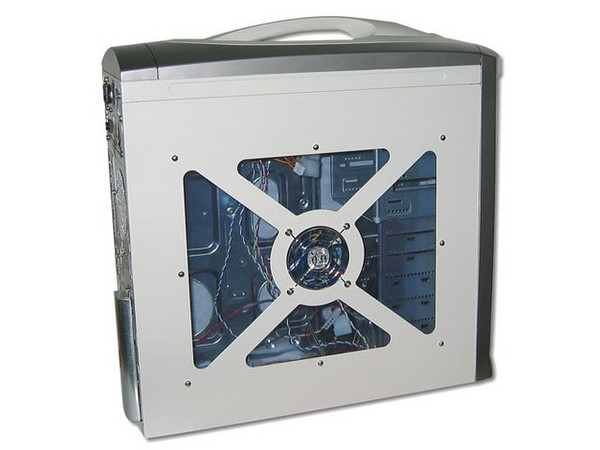 Gabinete ATX con fuente de 350watts con Acrilico y Abanico Florecente.