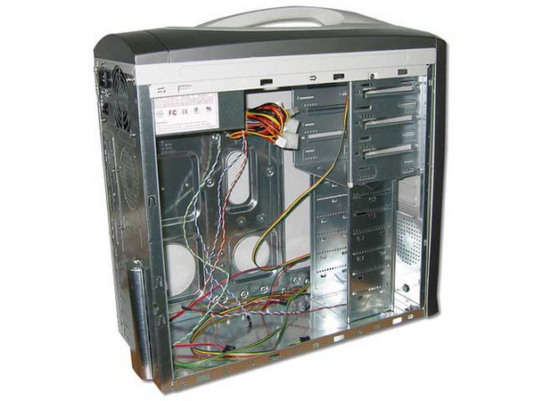 Gabinete ATX con fuente de 350watts con Acrilico y Abanico Florecente.