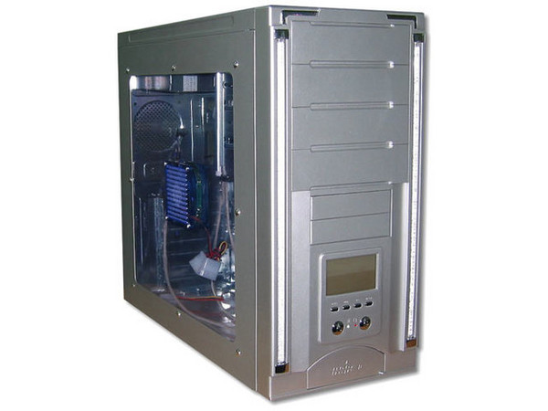 Gabinete 712 ATX Plateado con control frontal, fuente de 400W y Acrilico con Ventilador.