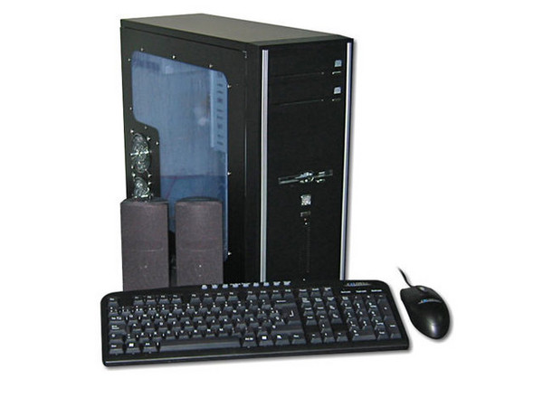KIT L8003 de Gabinete (400W), Teclado, Mouse y Bocinas. Color Negro