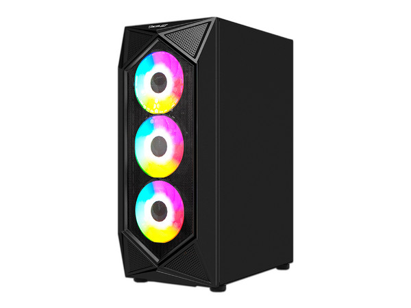 Gabinete Gamer Ocelot Polygon-E5, ATX (Sin fuente de poder). Color Negro.