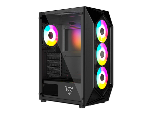 Gabinete Gamer Ocelot Polygon-E5, ATX (Sin fuente de poder). Color Negro.