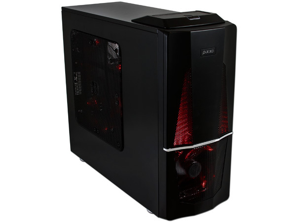 Gabinete Pixxo Gamer CG-9203 con Ventilador lateral de 220mm y Leds Rojos (no incluye fuente de poder) Color Negro