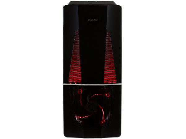 Gabinete Pixxo Gamer CG-9203 con Ventilador lateral de 220mm y Leds Rojos (no incluye fuente de poder) Color Negro