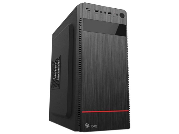 Gabinete Stylos STPGAC4B con fuente de poder de 500W, Micro-ATX. Color Negro.