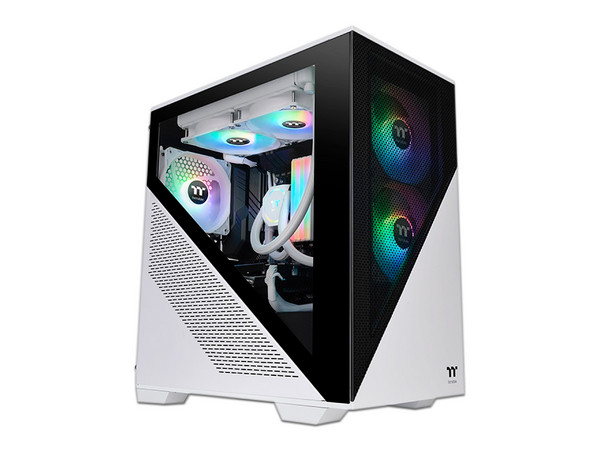 Gabinete Gamer Thermaltake Divider 170 TG Snow ARGB, Micro Tower (sin fuente de poder). Color Blanco.
