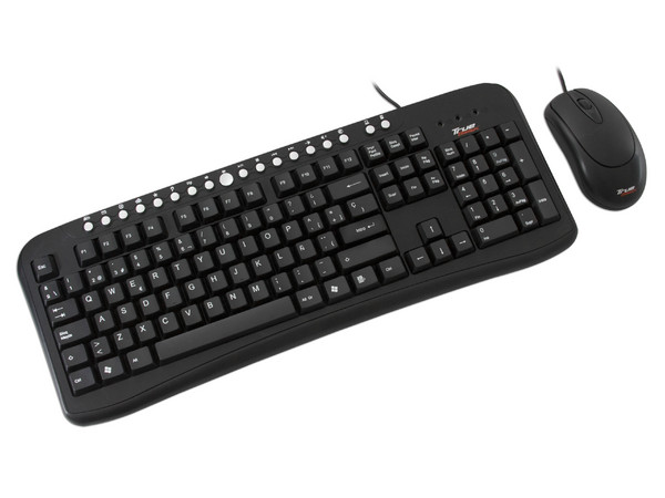 KIT True Basix PRIN-K de Gabinete (500w), Teclado y Mouse. Color Negro