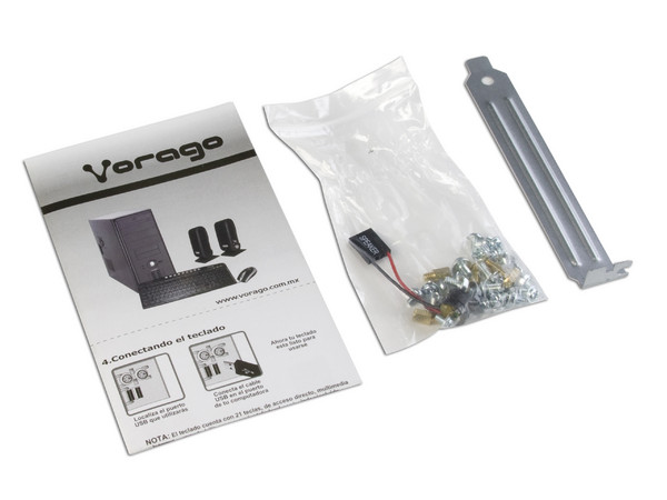 KIT Vorago de Gabinete (500W), Teclado, Mouse y Bocinas. Color Negro