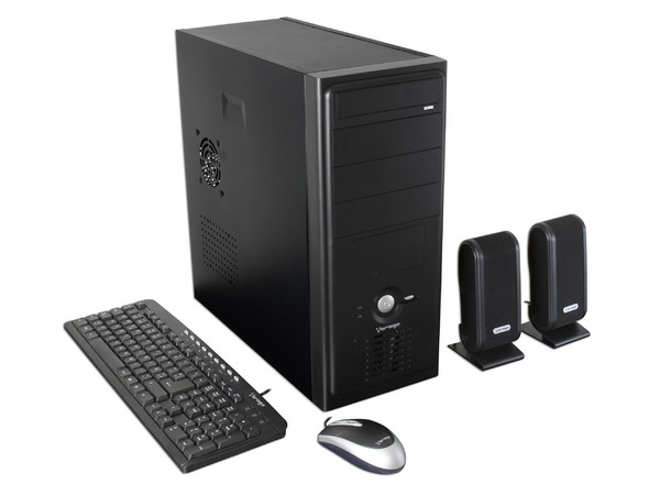 KIT Vorago de Gabinete (500W), Teclado, Mouse y Bocinas. Color Negro