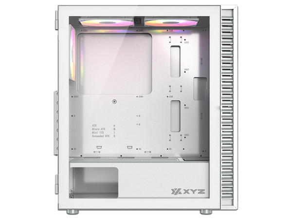 Gabinete XYZ AIRONE 100 MESH, Mid Tower, ATX, Panel de Cristal Templado, Incluye 6 Ventiladores ARGB de 120mm, No Incluye Fuente de Poder. Color Blanco.