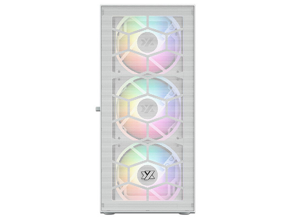 Gabinete XYZ AIRONE 100 MESH, Mid Tower, ATX, Panel de Cristal Templado, Incluye 6 Ventiladores ARGB de 120mm, No Incluye Fuente de Poder. Color Blanco.