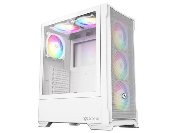 Gabinete XYZ Airone 300-X Mesh, Mid Tower, ATX, Incluye 6 Ventiladores ARGB de 120mm, Panel de Cristal Templado, No Incluye Fuente de Poder. Color Blanco.