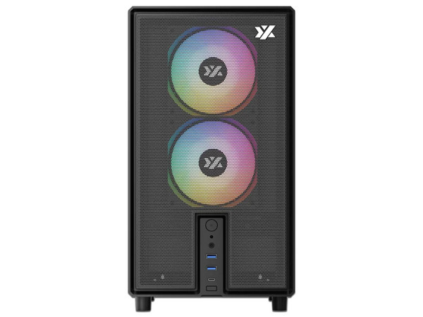 Gabinete XYZ ATOM, Mid Tower, Micro-ATX, Panel de Cristal Templado, Incluye 3 Ventiladores ARGB de 120mm, No Incluye Fuente de Poder. Color Negro.