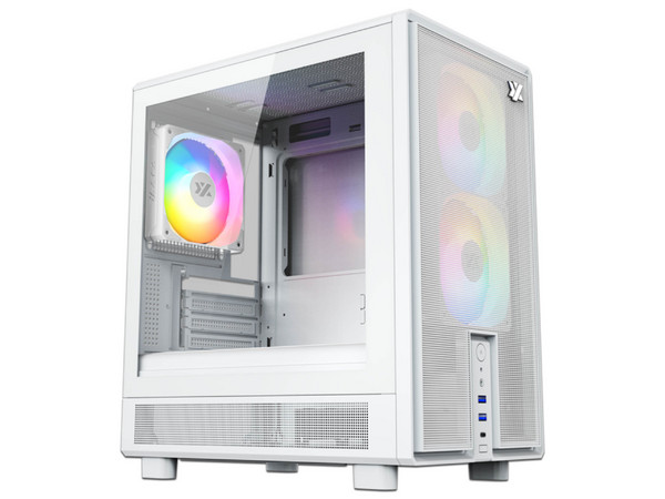 Gabinete XYZ Atom, Mid Tower, Micro-ATX, Panel de Cristal Templado, No Incluye Fuente de Poder. Color Blanco.