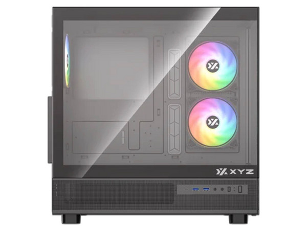 Gabinete XYZ AURORAX 50, Mid Tower, E-ATX, Incluye 4 Ventiladores ARGB de 120mm, Panel de Cristal Templado, No Incluye Fuente de Poder. Color Negro.