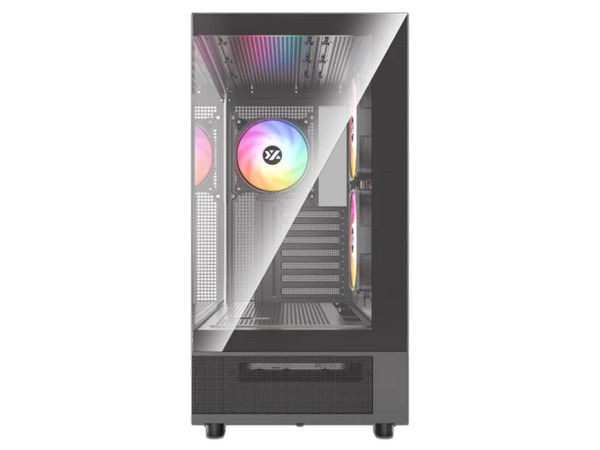 Gabinete XYZ AURORAX 50, Mid Tower, E-ATX, Incluye 4 Ventiladores ARGB de 120mm, Panel de Cristal Templado, No Incluye Fuente de Poder. Color Negro.